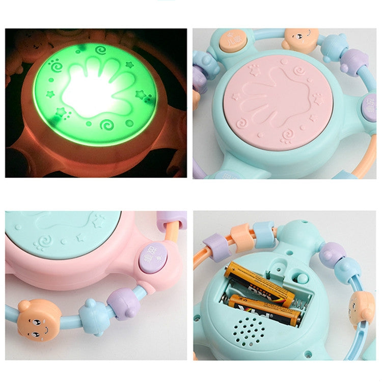 Bébé Musique Tambour à Main Multifonction Éveil Puzzle Hochets Jouet, Rose, Bleu