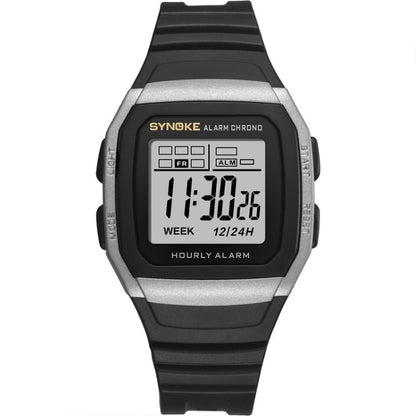 Montre électronique multifonctionnelle de sport étanche et antichoc SYNOKE 9023B, noire, argentée, dorée