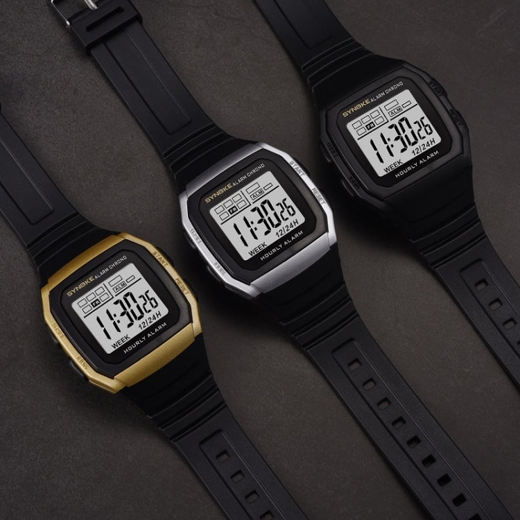 Montre électronique multifonctionnelle de sport étanche et antichoc SYNOKE 9023B, noire, argentée, dorée