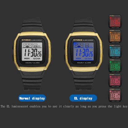 Montre électronique multifonctionnelle de sport étanche et antichoc SYNOKE 9023B, noire, argentée, dorée