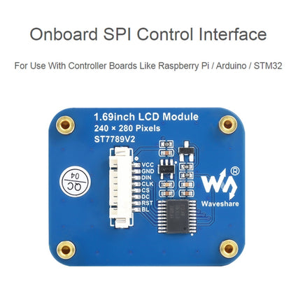 Waveshare 1.69 Inch 240×280 Resolution IPS LCD Display Module With SPI Interface, 1.69 Inch