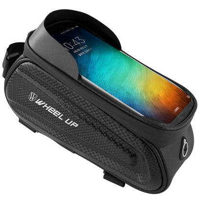 WHEEL UP Hard Shell Bicycle Bag Front Beam Bag Mountain Bike mobile Phone Touch Screen Tube Bag Riding Equipment, White reflective models, Colorful reflective models