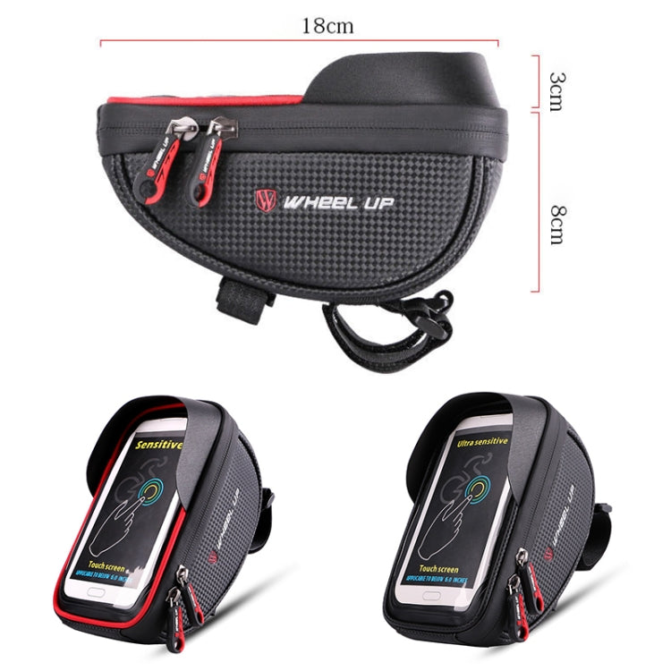 WHEEL UP Anti-splashing Touch Screen Bicycle Mobile Phone Bag Mountain Bike Front Beam Bag Riding Handlebar Bag, Black and Red