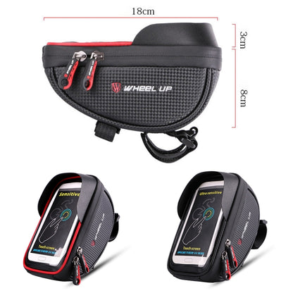 WHEEL UP Anti-splashing Touch Screen Bicycle Mobile Phone Bag Mountain Bike Front Beam Bag Riding Handlebar Bag, Black and Red