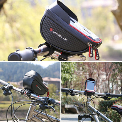 WHEEL UP Anti-splashing Touch Screen Bicycle Mobile Phone Bag Mountain Bike Front Beam Bag Riding Handlebar Bag, Black and Red