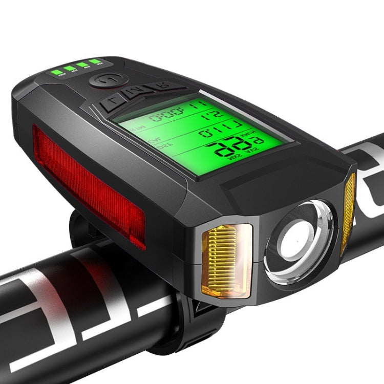Front Light (With Fog Light) & Horn & Speedometer  Multifunctional Bicycle Mountain Bike Headlight, Code Watch (Blue), Code Watch (Red), Code Watch (Black)