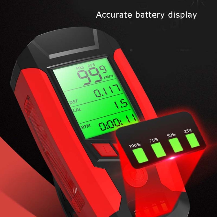Front Light (With Fog Light) & Horn & Speedometer  Multifunctional Bicycle Mountain Bike Headlight, Code Watch (Blue), Code Watch (Red), Code Watch (Black)