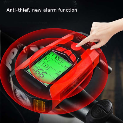 Front Light (With Fog Light) & Horn & Speedometer  Multifunctional Bicycle Mountain Bike Headlight, Code Watch (Blue), Code Watch (Red), Code Watch (Black)