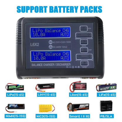 HTRC C240 Balanced Lithium Battery Charger Remote Control Airplane Toy Charger, EU Plug