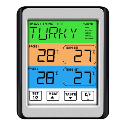 CH-212 Dual Probe Color Screen Smart Alarm Grill Kitchen Thermometer, Colorful Backlight, Orange Backlight