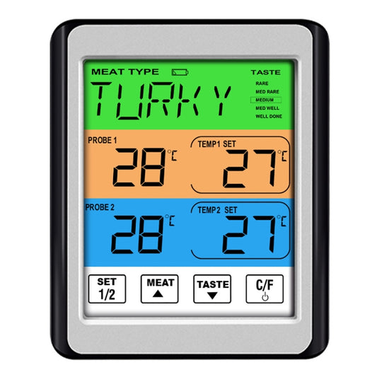 CH-212 Dual Probe Color Screen Smart Alarm Grill Kitchen Thermometer, Colorful Backlight, Orange Backlight