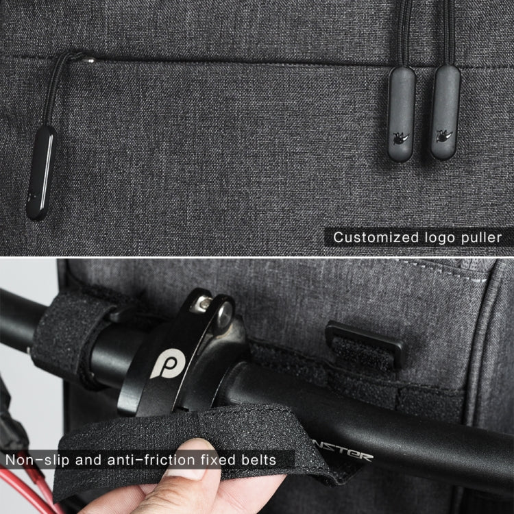 Rhinowalk Bicycle Front Bag Large Capacity Multi-function Handle Bag Folding Bike Electric Bicycle Bag, Dark Gray, Light Rose Red, Full Black