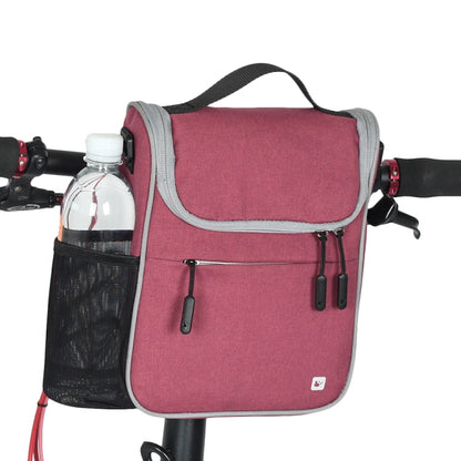 Rhinowalk Bicycle Front Bag Large Capacity Multi-function Handle Bag Folding Bike Electric Bicycle Bag, Dark Gray, Light Rose Red, Full Black