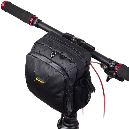 Sacoche avant de vélo Rhinowalk étanche pour guidon de vélo pliant grande capacité, noir mat, motif fibre de carbone
