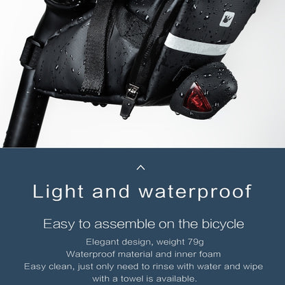 Rhinowalk Bicycle Tail Saddle Bag Waterproof Lightweight Mountain Bike Tool Bag Cycling Equipment, Carbon Fiber Black, Matte Black