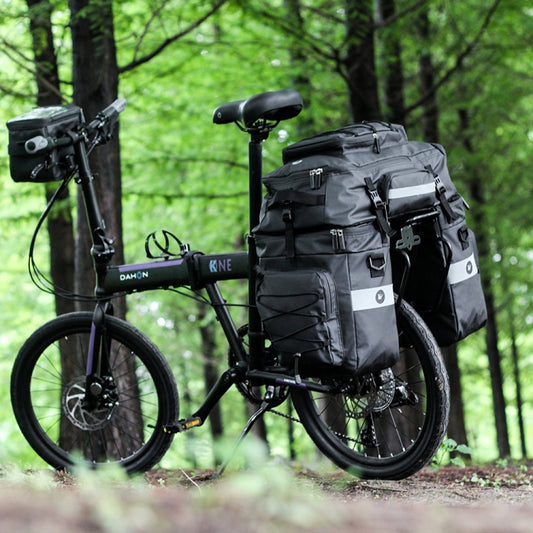 Rhinowalk Triple sacoche de vélo multifonctionnelle, étanche, pour porte-bagages arrière, pour équipement longue distance, Noir intégral, Noir-vert