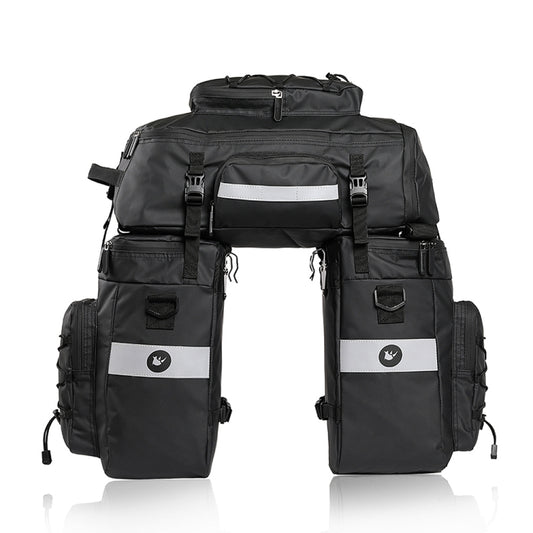 Rhinowalk Triple sacoche de vélo multifonctionnelle, étanche, pour porte-bagages arrière, pour équipement longue distance, Noir intégral, Noir-vert