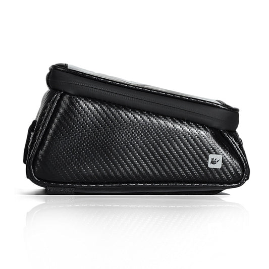 Rhinowalk Sacoche de Guidon de Vélo Étanche pour Téléphone Portable à Écran Tactile Multifonction, Noir Fibre de Carbone, Noir Mat