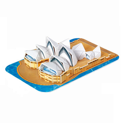 3 PCS 3D Puzzle Mini World Building Model Children Assembling Intellectual Toys, Burj Al Arab, Eiffel Tower, Empire State Building, Dutch Windmills, Mayan Pyramid, Notre Dame de Paris, Sydney Bridge, Sydney Opera House, Leaning Tower of Pisa           ...