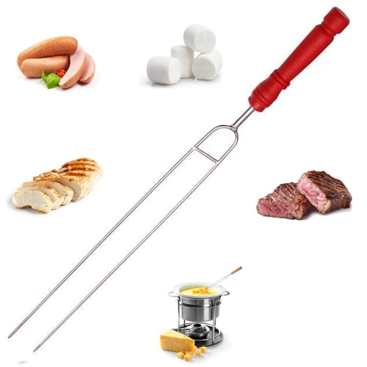 Stainless Steel Barbecue Skewers Barbecue Fork U-shaped Barbecue Fork, Spec: 6pcs + 2  Sweeps, 6 PCS, 4 PCS