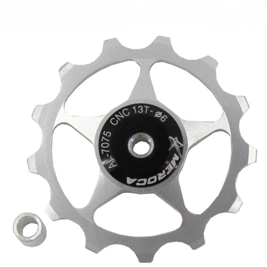 MEROCA Metal Bearings Mountain Bike Road Bike Rear Derailleur Guide Wheel 11T/13T Guide Wheel, 13T Silver, 11T Electroplating Colorful, 13T Electroplating Colorful