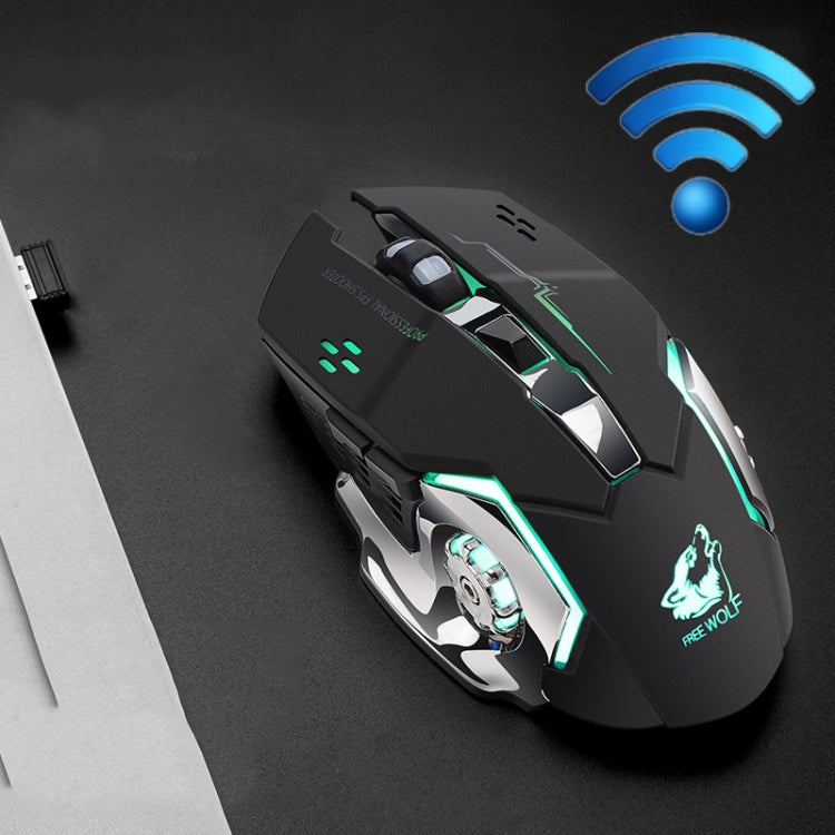 FREEDOM-WOLF X8 2400 DPI 6 Keys 2.4G Wireless Charging Silent Luminous Gaming Mechanical Mouse, X8 Metal Grey, X8 Star Black, X8 White, X8 Black