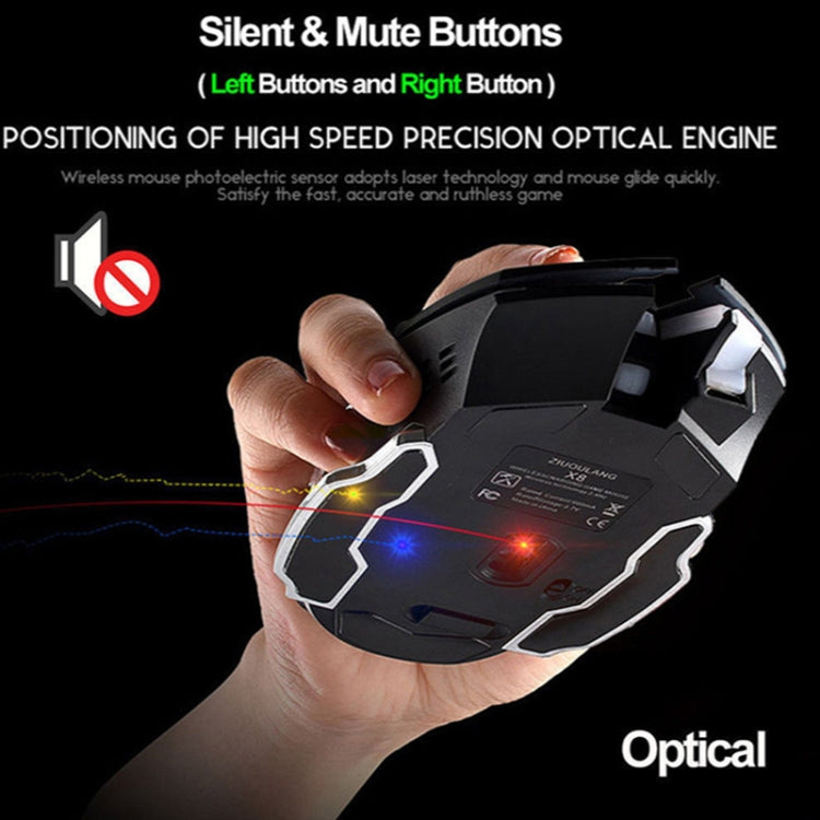 FREEDOM-WOLF X8 2400 DPI 6 Keys 2.4G Wireless Charging Silent Luminous Gaming Mechanical Mouse, X8 Metal Grey, X8 Star Black, X8 White, X8 Black