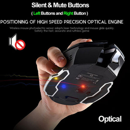 FREEDOM-WOLF X8 2400 DPI 6 Keys 2.4G Wireless Charging Silent Luminous Gaming Mechanical Mouse, X8 Metal Grey, X8 Star Black, X8 White, X8 Black