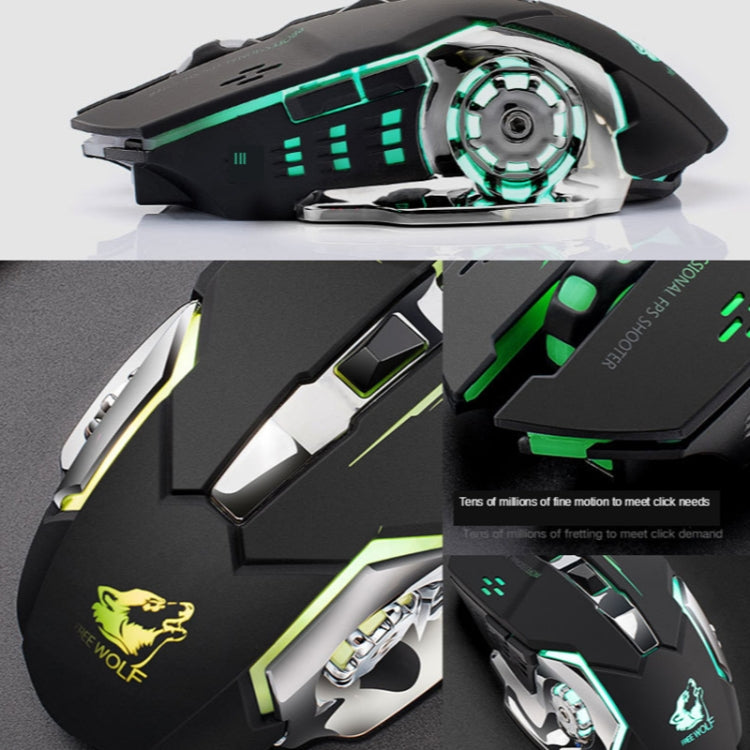 FREEDOM-WOLF X8 2400 DPI 6 Keys 2.4G Wireless Charging Silent Luminous Gaming Mechanical Mouse, X8 Metal Grey, X8 Star Black, X8 White, X8 Black