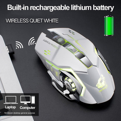 FREEDOM-WOLF X8 2400 DPI 6 Keys 2.4G Wireless Charging Silent Luminous Gaming Mechanical Mouse, X8 Metal Grey, X8 Star Black, X8 White, X8 Black