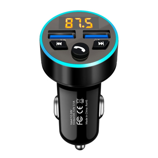 Lecteur MP3 Bluetooth Halo pour voiture, chargeur de voiture, transmetteur FM pour voiture, chargeur de voiture 3.1A, noir élégant, or tyran, argent neige