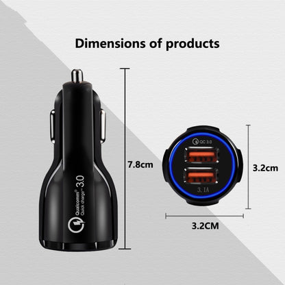 2 PCS QC3.0+3.1A Car Charger Dual USB 6A Halo Wine Bottle Fast Charge Car Charger, Elegant Black, Classic White