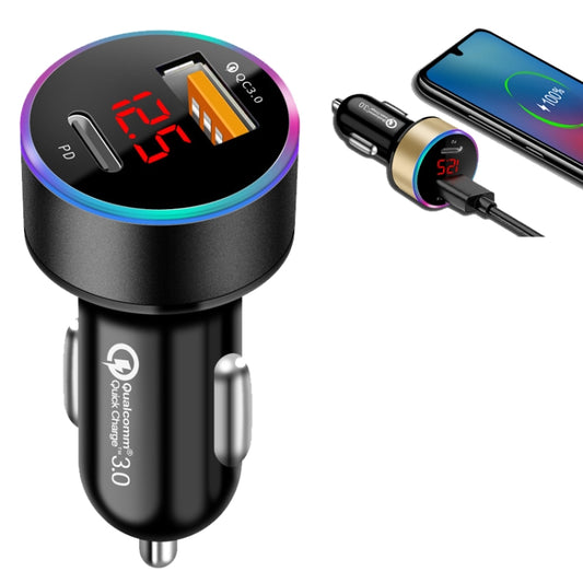 Chargeur de voiture multifonctionnel en alliage d'aluminium avec affichage numérique PD+QC3.0, Noir élégant, Or, Argent flocon de neige