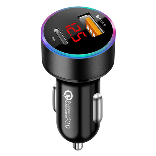 Chargeur de voiture multifonctionnel en alliage d'aluminium avec affichage numérique PD+QC3.0, Noir élégant, Or, Argent flocon de neige