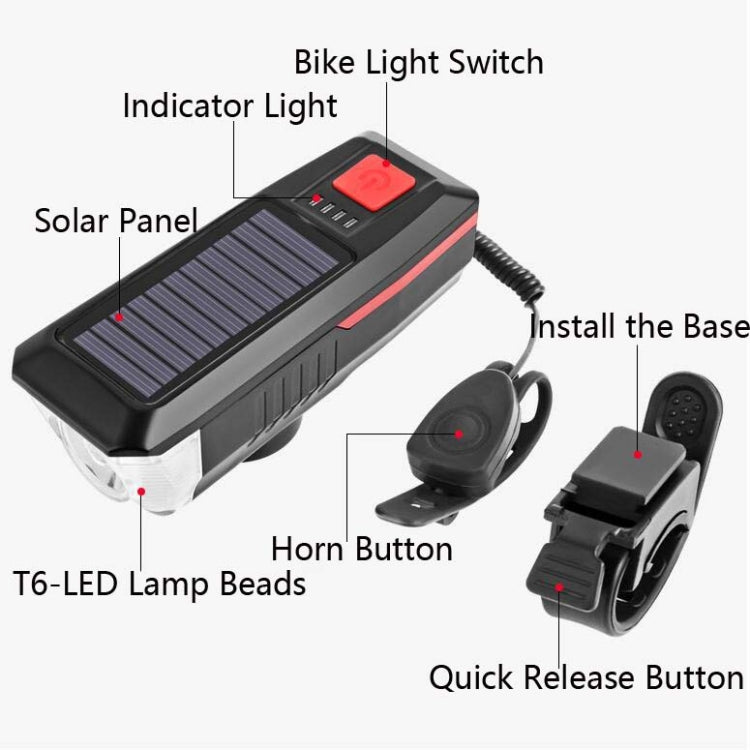 Klaxon de phare solaire de vélo, feu avant USB pour équitation nocturne, équipement de vélo, lampe torche éblouissante, rouge, vert, bleu, orange