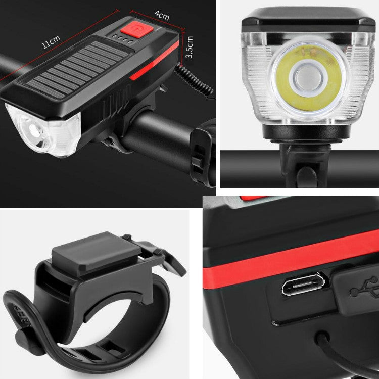 Klaxon de phare solaire de vélo, feu avant USB pour équitation nocturne, équipement de vélo, lampe torche éblouissante, rouge, vert, bleu, orange