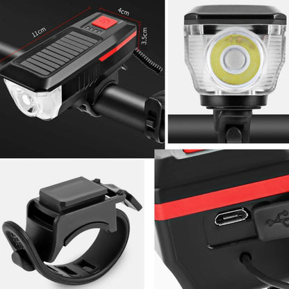 Klaxon de phare solaire de vélo, feu avant USB pour équitation nocturne, équipement de vélo, lampe torche éblouissante, rouge, vert, bleu, orange