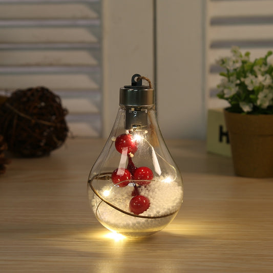 2 ampoules de Noël transparentes en plastique avec LED, pendentif pour sapin de Noël, Style 1, Style 2, Style 3, Style 4, Style 5