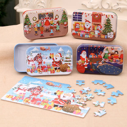 4 PCS Christmas Wooden DIY Gift Children Handmade Santa Claus Puzzle Toy, Snow, Fireplace, Bedside, Classroom