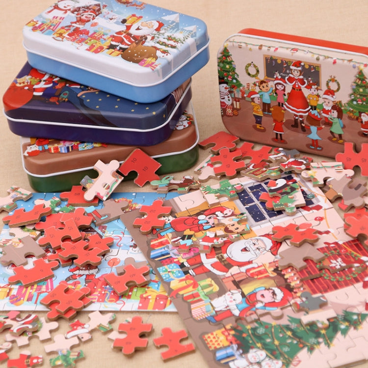 4 PCS Christmas Wooden DIY Gift Children Handmade Santa Claus Puzzle Toy, Snow, Fireplace, Bedside, Classroom