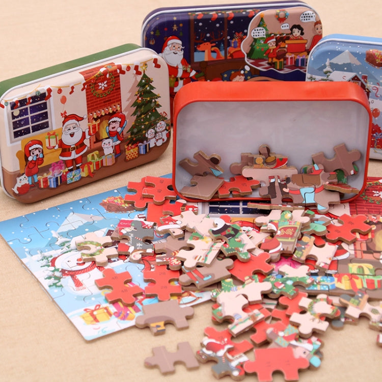 4 PCS Christmas Wooden DIY Gift Children Handmade Santa Claus Puzzle Toy, Snow, Fireplace, Bedside, Classroom