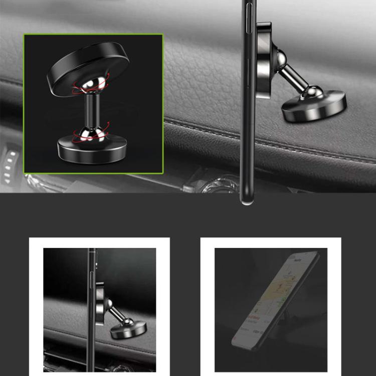 Car Phone Holder Alloy Magnetic Universal Dual Ball Rotating Car Phone Holder,, Black (Single Ball)