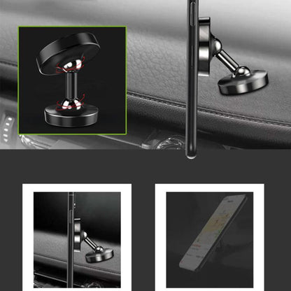 Car Phone Holder Alloy Magnetic Universal Dual Ball Rotating Car Phone Holder,, Black (Single Ball)