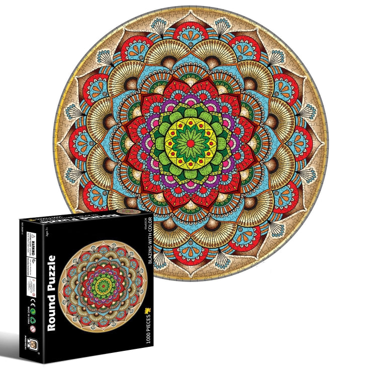 Casse-tête rond et irrégulier de 1000 pièces, Feux d'artifice colorés, Fleurs porte-bonheur, Lion, Espaces, Mars, Noël californien, Caméléon, Gemme, Citrouille d'Halloween, Méduse, Tigre blanc, Sky City, Araignée