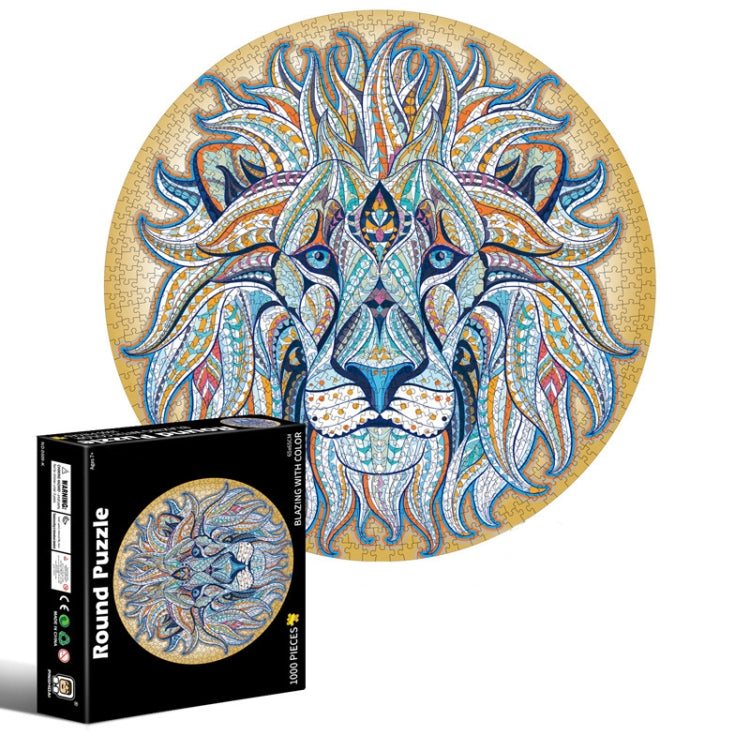 Casse-tête rond et irrégulier de 1000 pièces, Feux d'artifice colorés, Fleurs porte-bonheur, Lion, Espaces, Mars, Noël californien, Caméléon, Gemme, Citrouille d'Halloween, Méduse, Tigre blanc, Sky City, Araignée