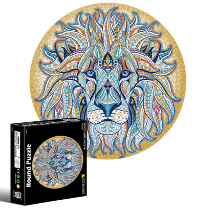 Casse-tête rond et irrégulier de 1000 pièces, Feux d'artifice colorés, Fleurs porte-bonheur, Lion, Espaces, Mars, Noël californien, Caméléon, Gemme, Citrouille d'Halloween, Méduse, Tigre blanc, Sky City, Araignée