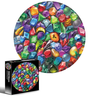 Casse-tête rond et irrégulier de 1000 pièces, Feux d'artifice colorés, Fleurs porte-bonheur, Lion, Espaces, Mars, Noël californien, Caméléon, Gemme, Citrouille d'Halloween, Méduse, Tigre blanc, Sky City, Araignée