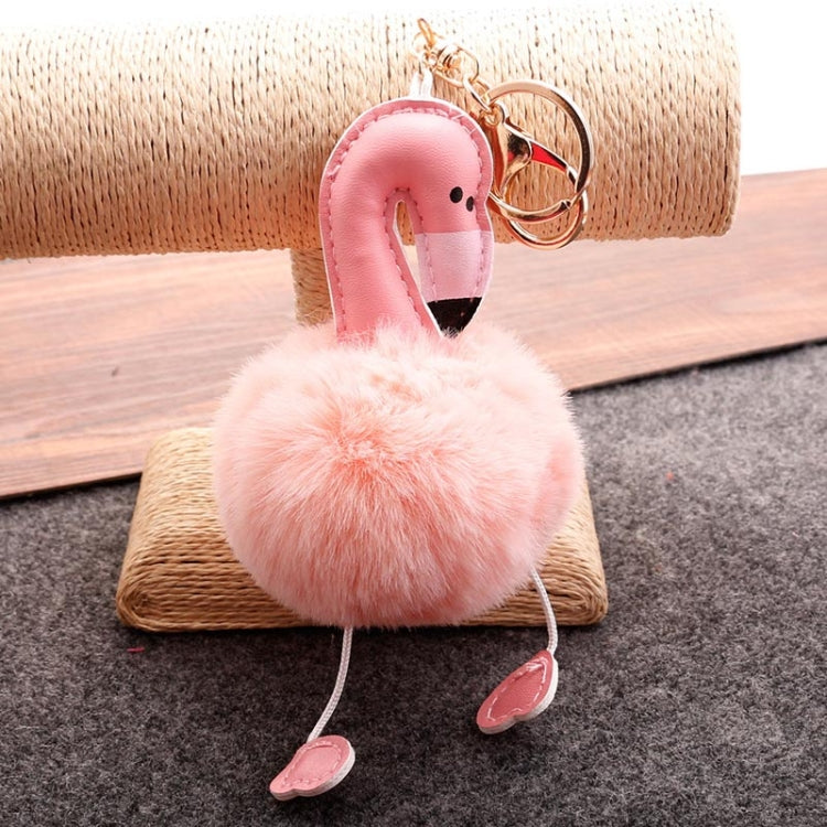 Porte-clés Pompom Flamingo en Peluche Douce, Pendentif en Peluche Rembourré