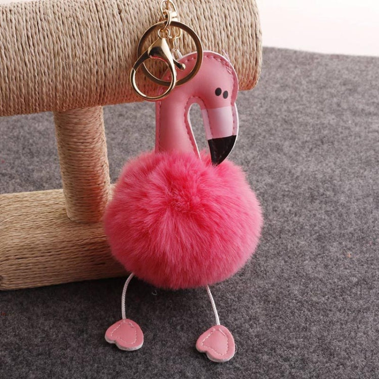 Porte-clés Pompom Flamingo en Peluche Douce, Pendentif en Peluche Rembourré