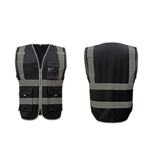 Chaleco de seguridad multibolsillos reflectante para trabajo, talla XXL (pecho: 130 cm), talla L (pecho: 118 cm), talla M (pecho: 112 cm) y talla XL (pecho: 124 cm).